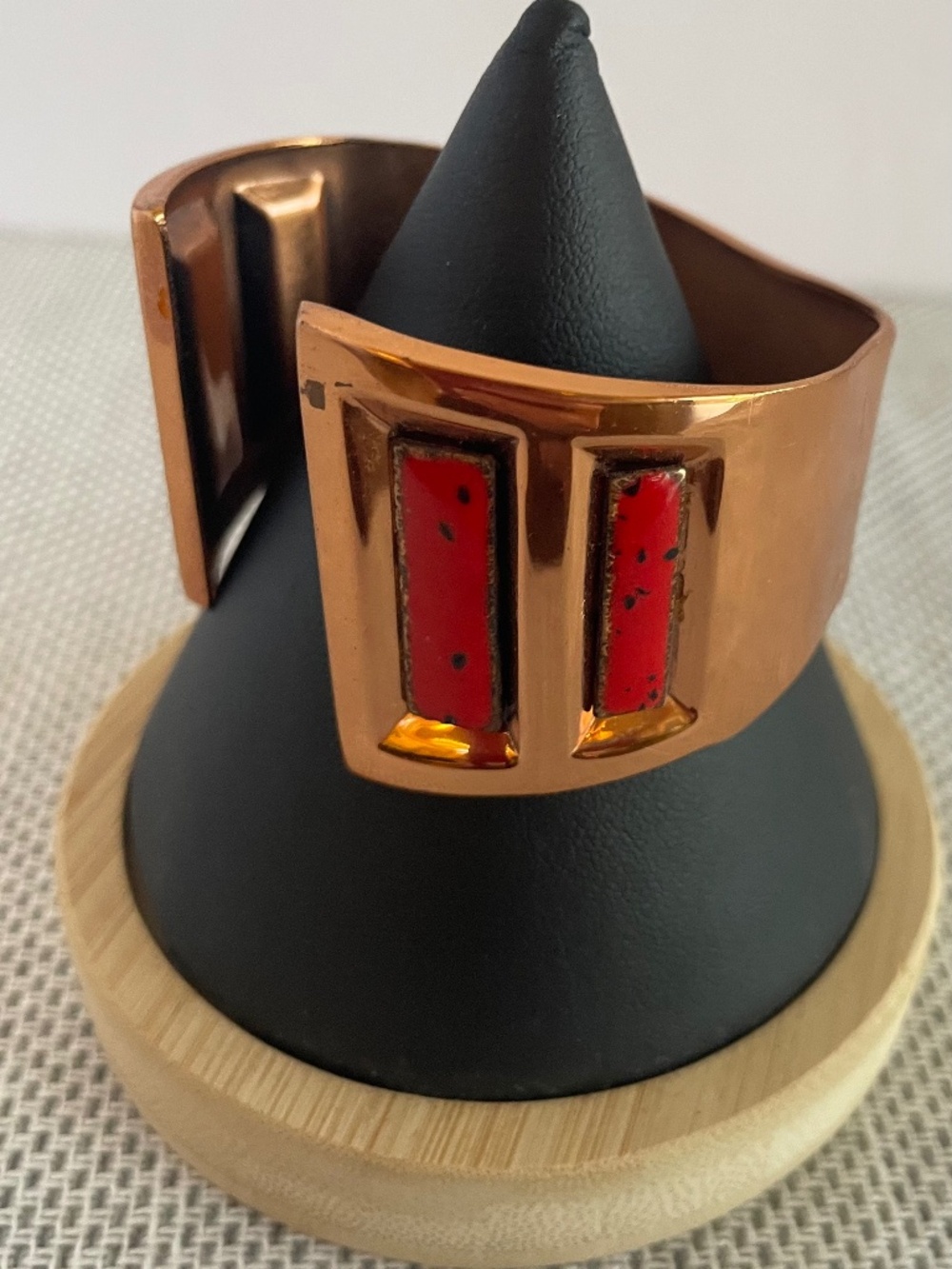Vintage Matisse Renoir Copper and Red Enamel Cuff Bracelet